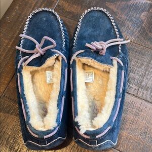 UGG Navy Suede Moccasins